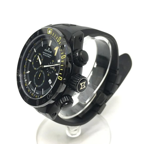EDOX Chrono Offshore 1 Chronograph Quartz Wristwatch SS / rubber Black - Picture 4 of 10